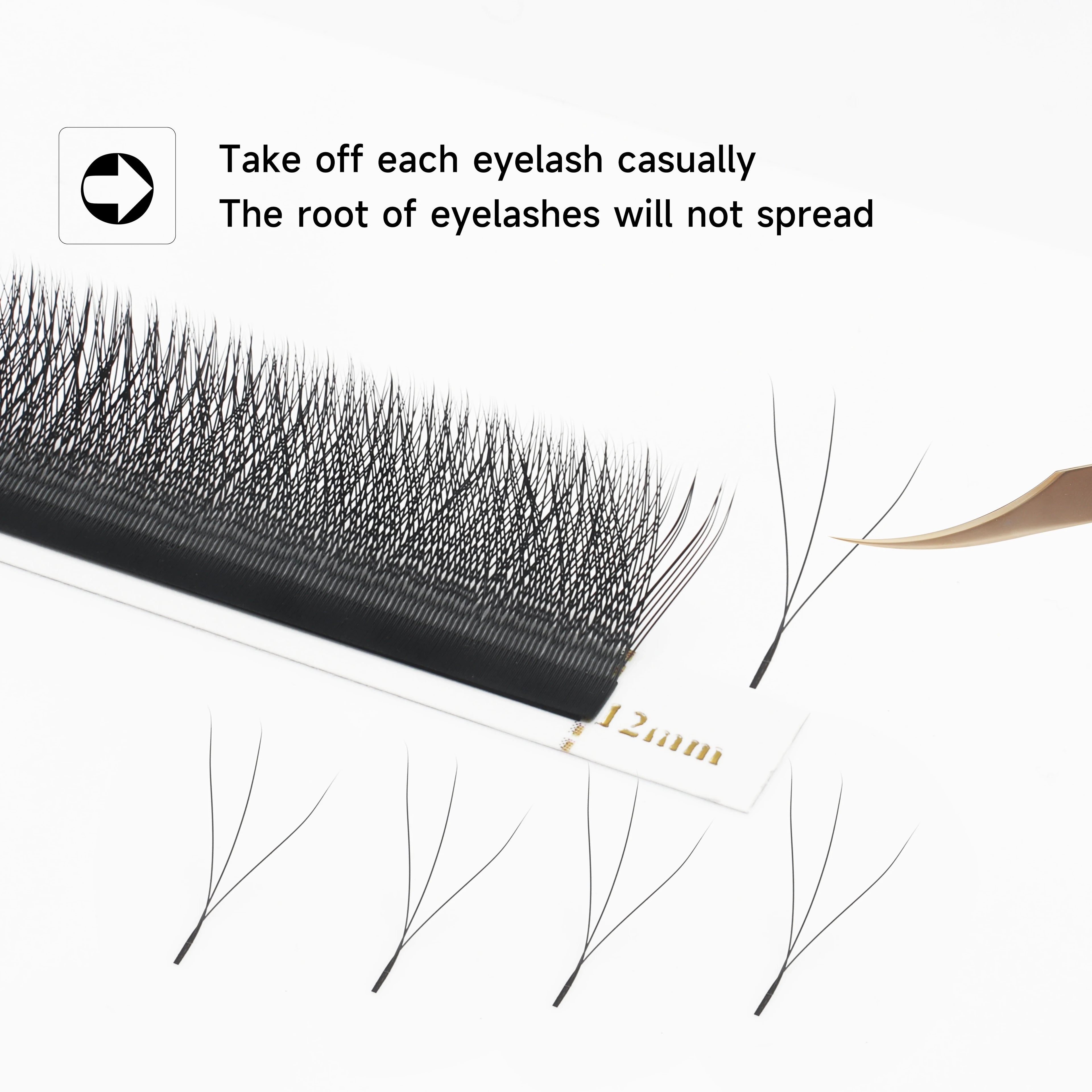 D-curl premade volume lash fans self-opening into W-shaped fans