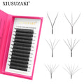 XIUSUZAKI W-shaped premade volume lash fan tray with 2D to 8D density samples
