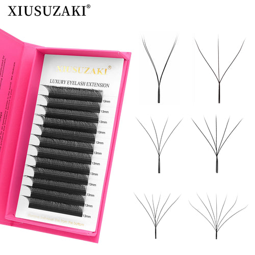 XIUSUZAKI W-shaped premade volume lash fan tray with 2D to 8D density samples